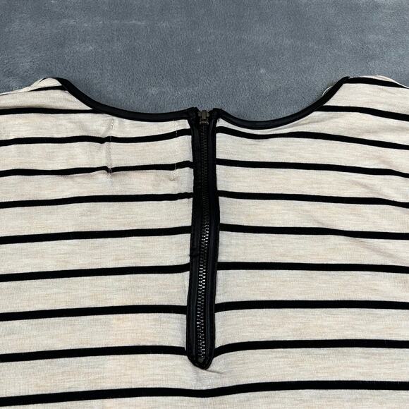 Romeo & Juliet Couture Crewneck Stripe Faux Leather Trim Top Size Small NEW - Picture 5 of 9